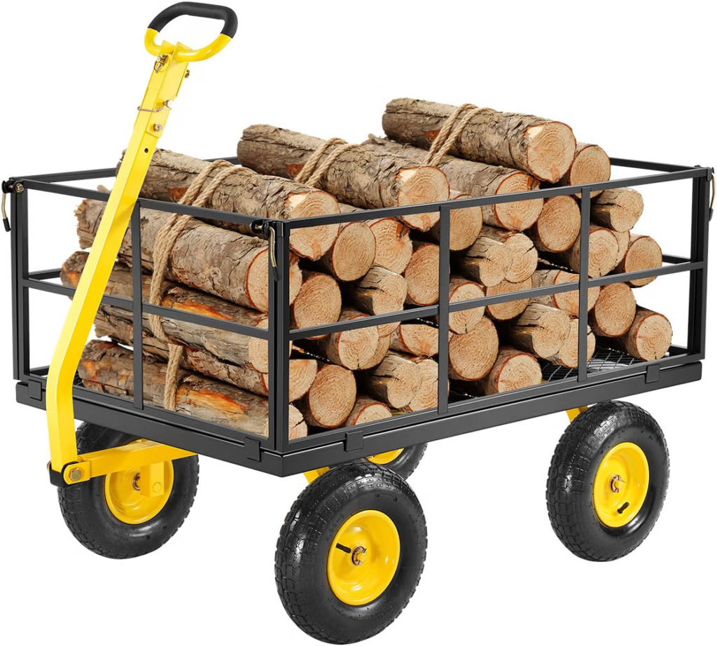 VEVOR Steel Garden Cart for firewood tools bags and heavy yard loads
